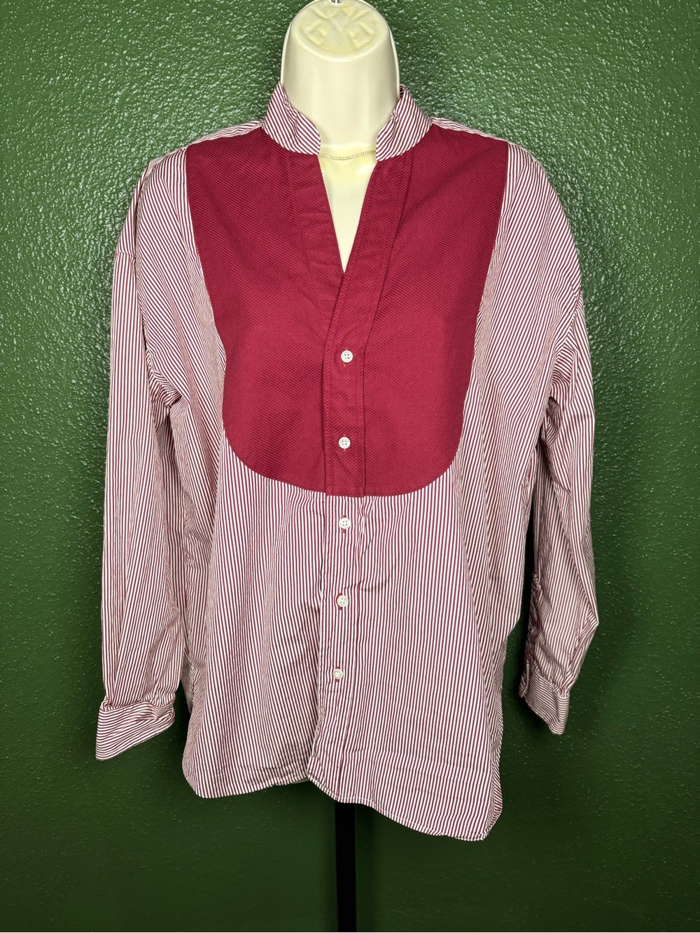 Frank & Eileen Burgundy Stripe Button-Down with Burgundy Bib tuxedo style - Picture 2 of 11